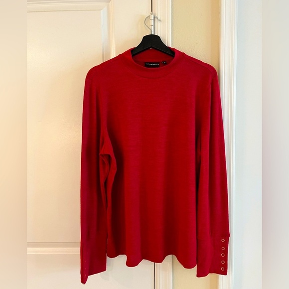🍒 NWT Rafaella Red Long Sleeve Gold Button Sweater, Size: XL - Picture 3 of 13